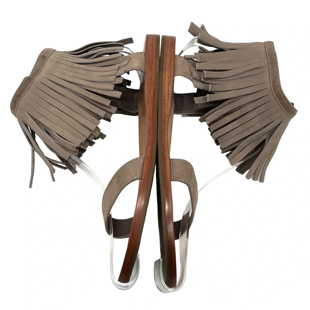 Kate Spade Alex Taupe Suede Fringe Sandals Women’s 9